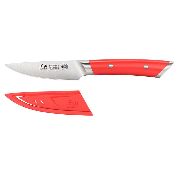 Cangshan HELENA Series German Steel Forged 3.5" Red Paring Knife w/ Sheath