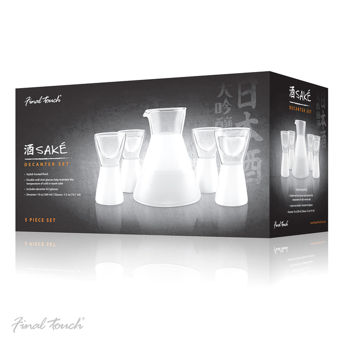 Final Touch 5 Piece Frosted Sake Decanter Set