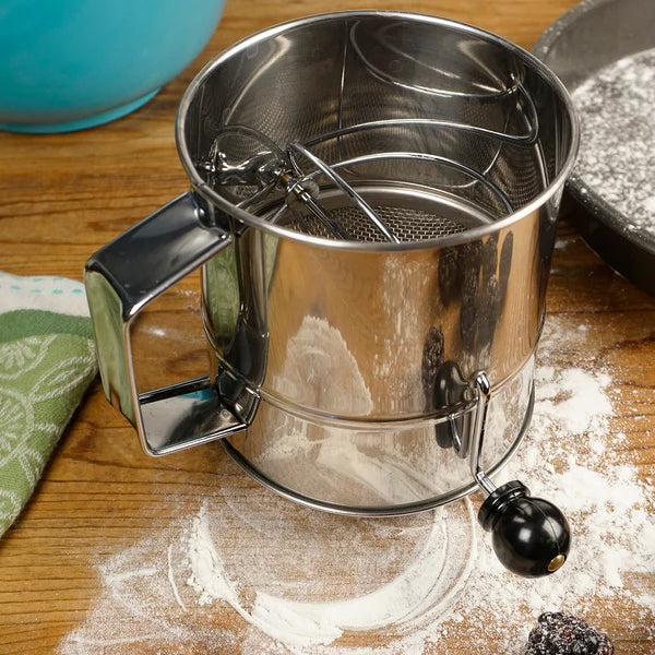 RSVP International Crank Style Flour Sifter - 5 Cup