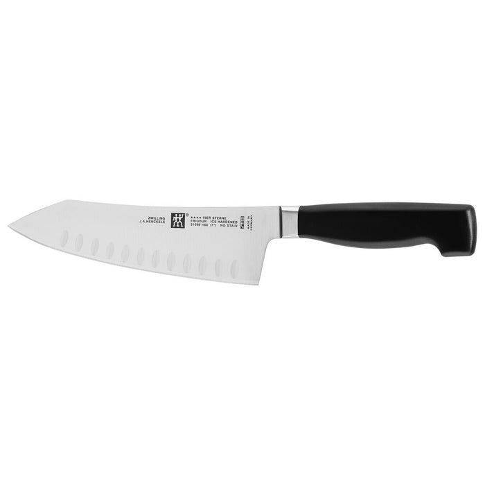 Zwilling J.A. Henckels Forged Four Star 7" Hollow Edge Rocking Santoku Knife