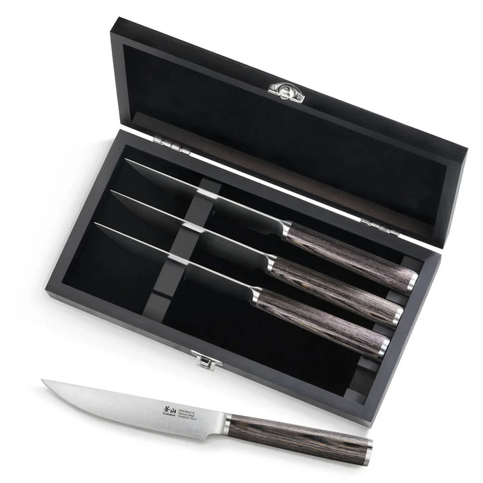 Cangshan 4 Pc Pakkawood Steak Knife Set with Wood Box