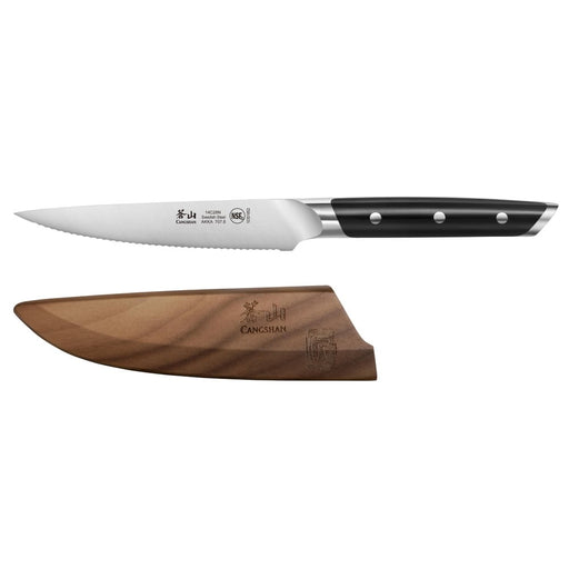 Cangshan AKKA Series Forged 5" Serrated Utility Knife with Sheath