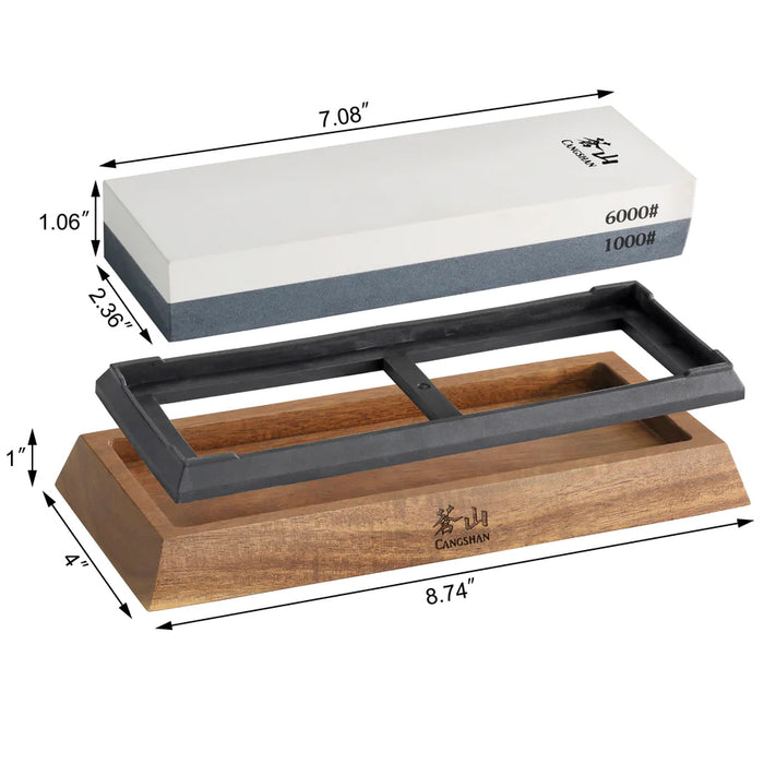 Cangshan Dual-Sided Whetstone Knife Sharpener 1000/6000 Grit