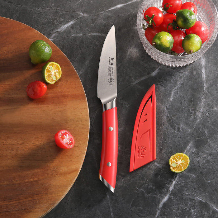 Cangshan HELENA Series German Steel Forged 3.5" Red Paring Knife w/ Sheath