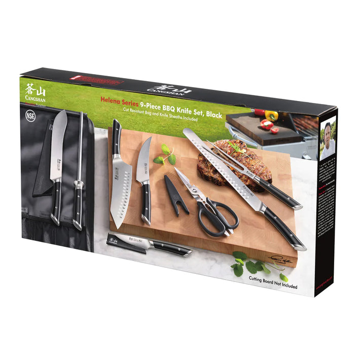 Cangshan HELENA Series German Steel Forged 9-Piece BBQ Knife Bag Set