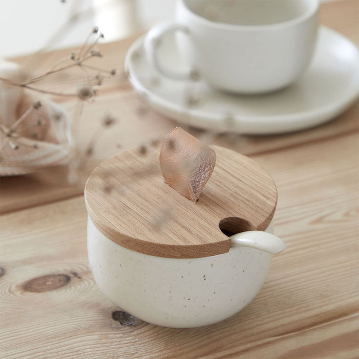 Casafina by Costa NovaPacifica Vanilla Sugar Bowl with Spoon and Wood Lid
