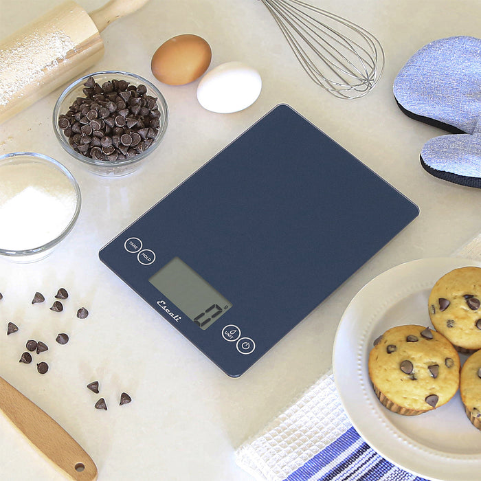 Escali Arti Glass Kitchen Scale Blue Mirage