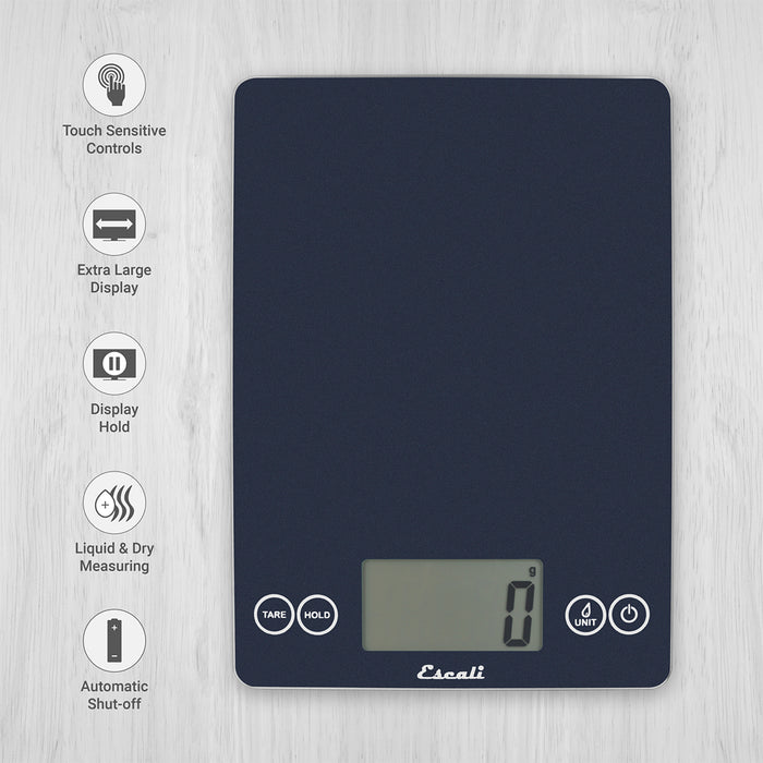 Escali Arti Glass Kitchen Scale Blue Mirage