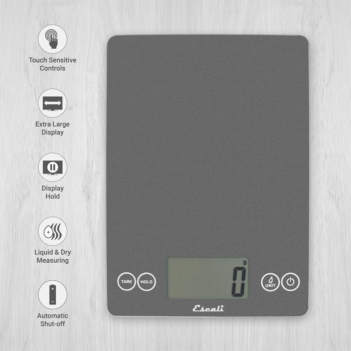 Escali Arti Glass Kitchen Scale Grey Storm