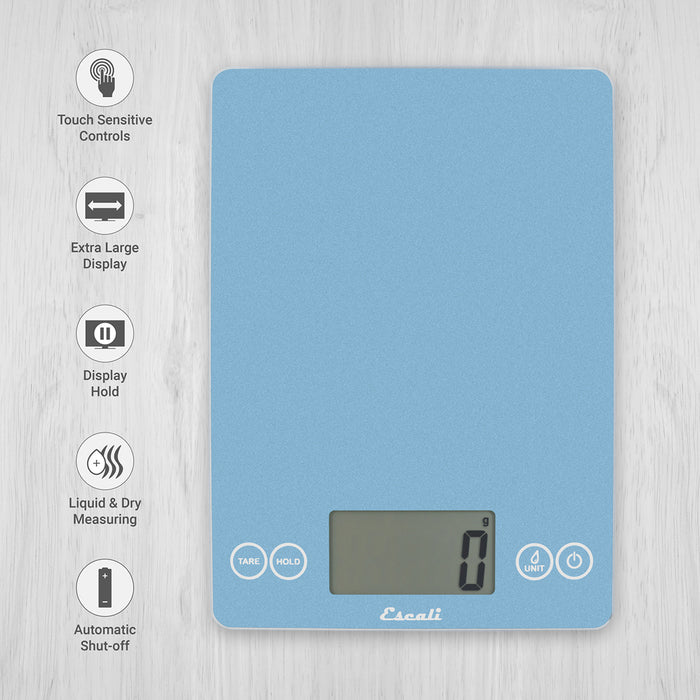 Escali Arti Glass Kitchen Scale Sky Blue