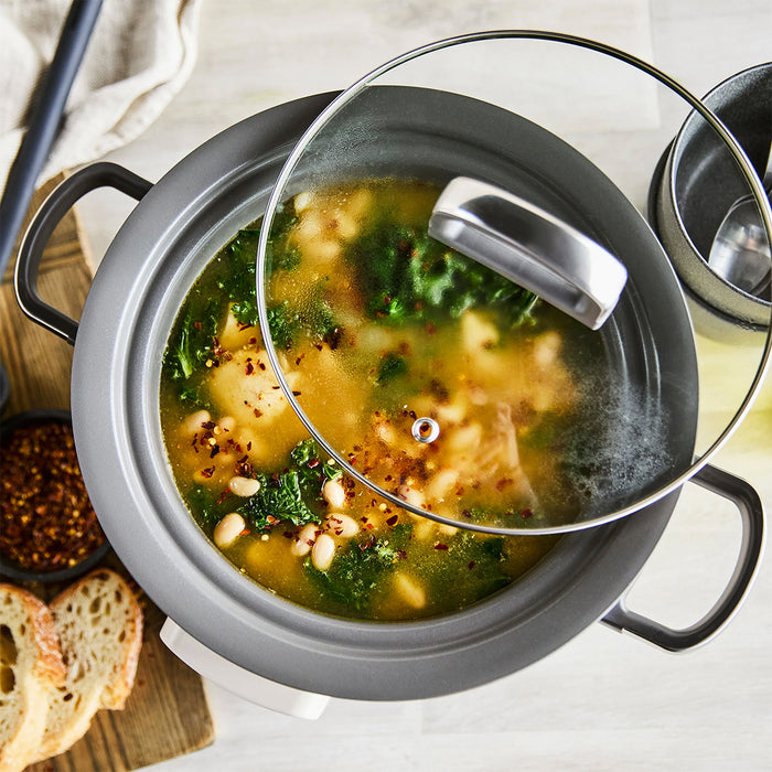GreenPan Bistro 4 Quart Slow Cooker with In-Pot Browning in Macadamia