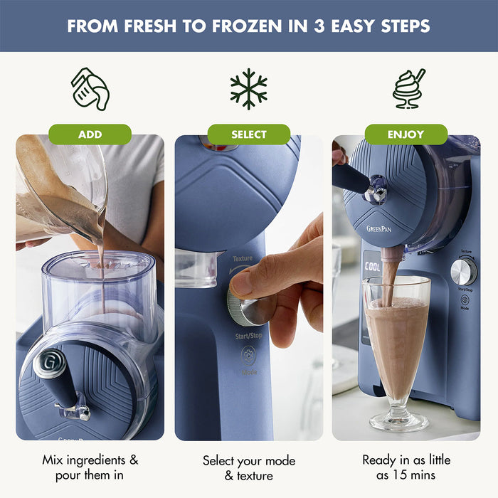 GreenPan Frost 15-in-1 Ice Cream & Frozen Drink Maker in Blueberry