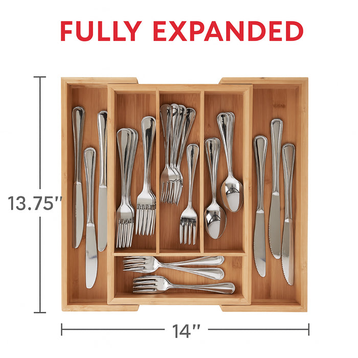 HIC Kitchen Bamboo Expandable Organizer Tray