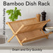 HIC Kitchen Bamboo Foldable Compact Dish Drying Rack