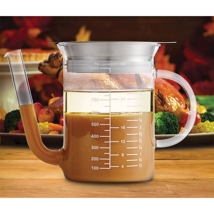 HIC Kitchen Glass Fat Separator With Gravy Strainer