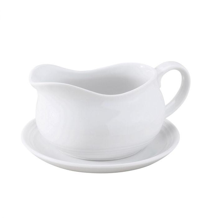 HIC Kitchen Hotel Gravy Boat with Saucer, 24oz
