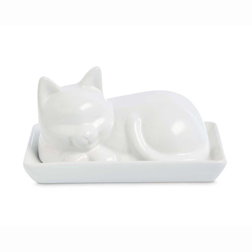 HIC Kitchen Porcelain Cat Butter Dish