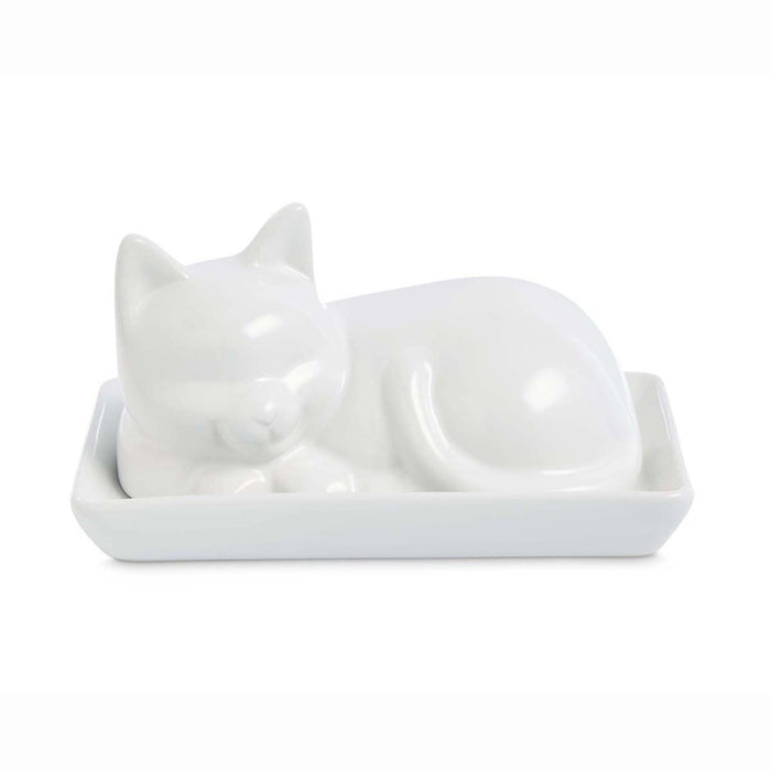 HIC Kitchen Porcelain Cat Butter Dish