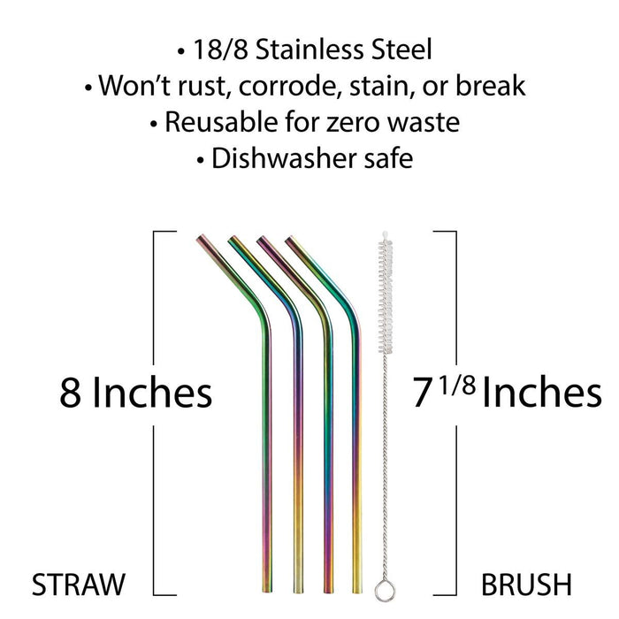 HIC Kitchen Rainbow Drinking Straw with Brush