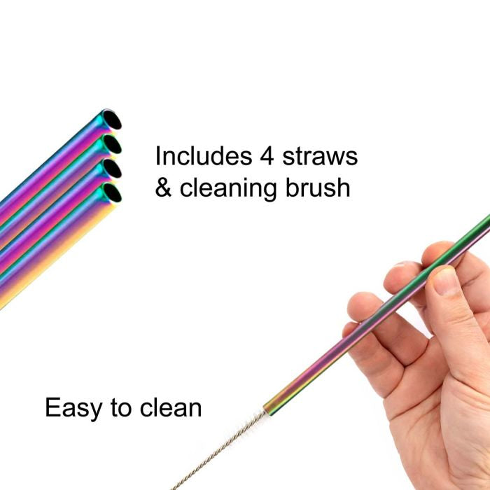 HIC Kitchen Rainbow Drinking Straw with Brush