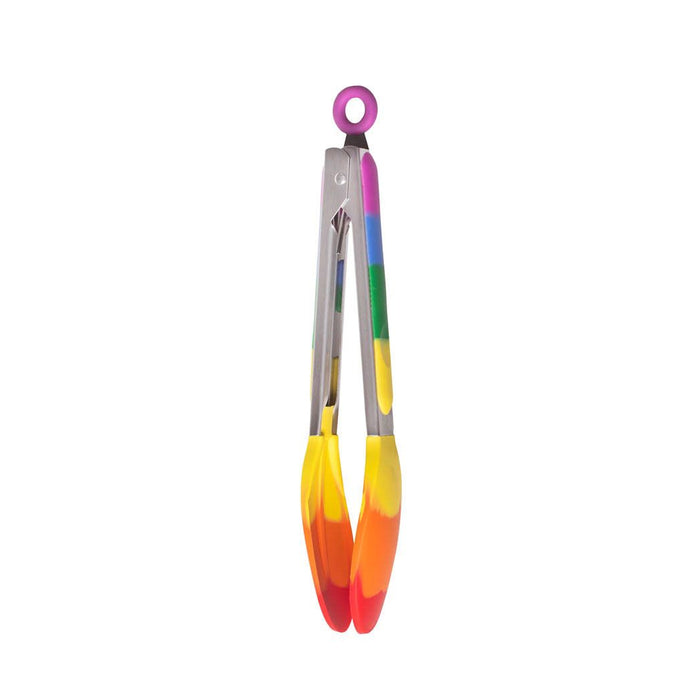 HIC Kitchen Rainbow Silicone Locking Tongs