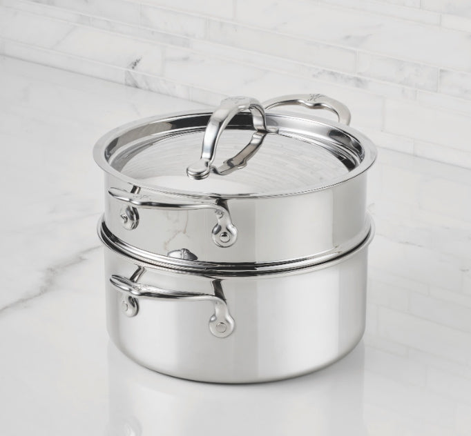 Hestan ProBond Luxe 3 Qt Polished Clad Stainless Steel Soup Pot & Steamer Set
