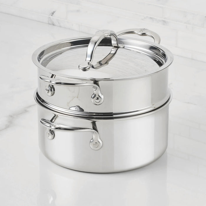 Hestan ProBond Luxe 3 Quart Polished Clad Stainless Steel Soup Pot & Steamer Set