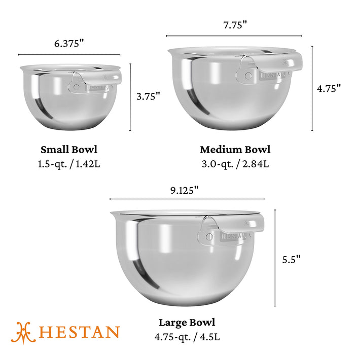 Hestan Provisions 3 Piece Stainless Steel Mixing Bowl Set