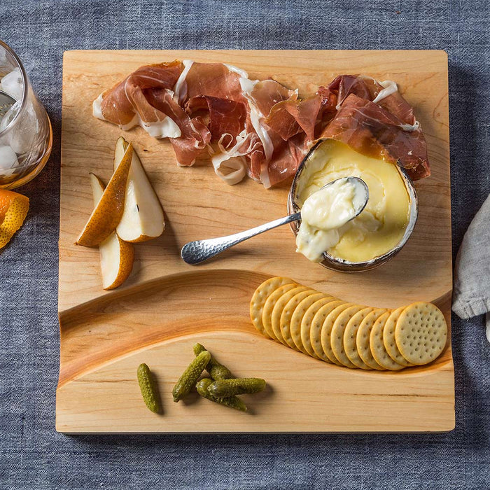 JK Adams Maple Square Cheese Board with Cracker Groove