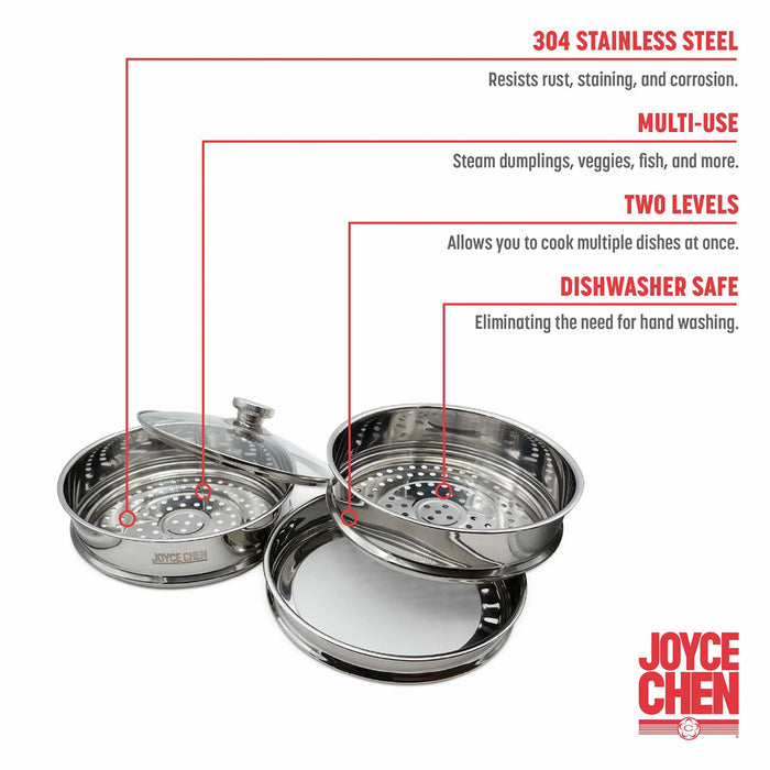 Joyce Chen 2-Tier Stainless Steel Steamer