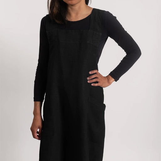 KAF Home Firenze 100% Stone Washed Linen Cross Back Smock Apron Black