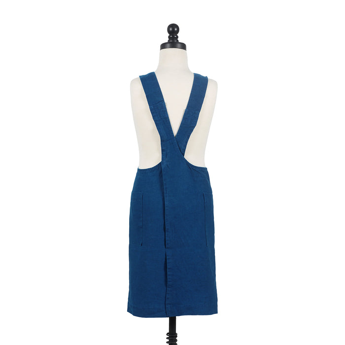 KAF Home Firenze Kids 100% Stonewashed Linen Smock Apron Blue