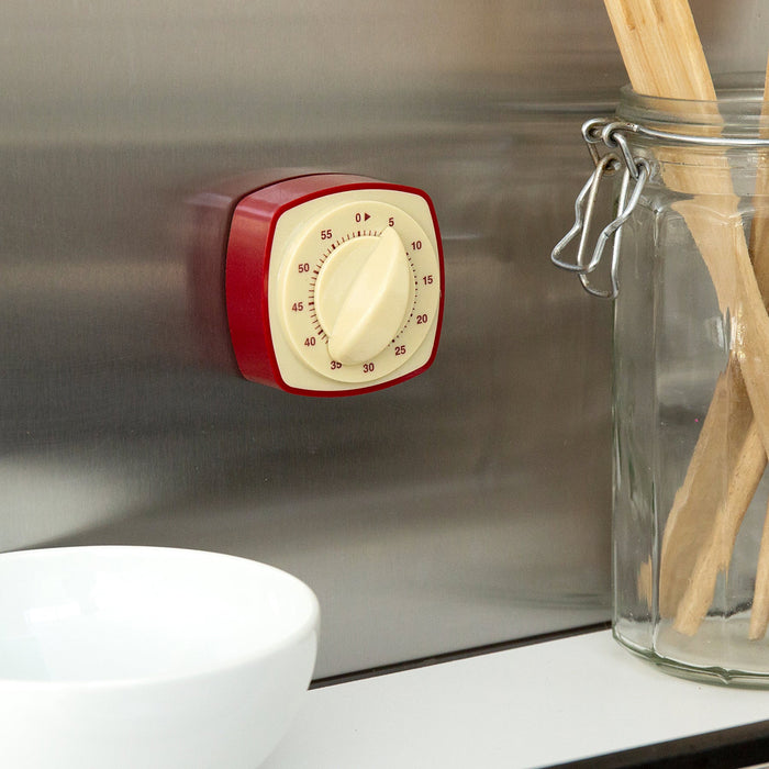 Kikkerland Retro Kitchen Timer Red