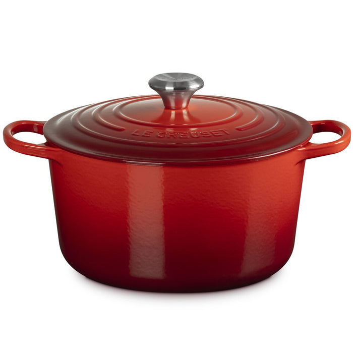 Le Creuset Enameled Cast Iron Signature 6 1/2  Quart Round Deep Oven in Cerise