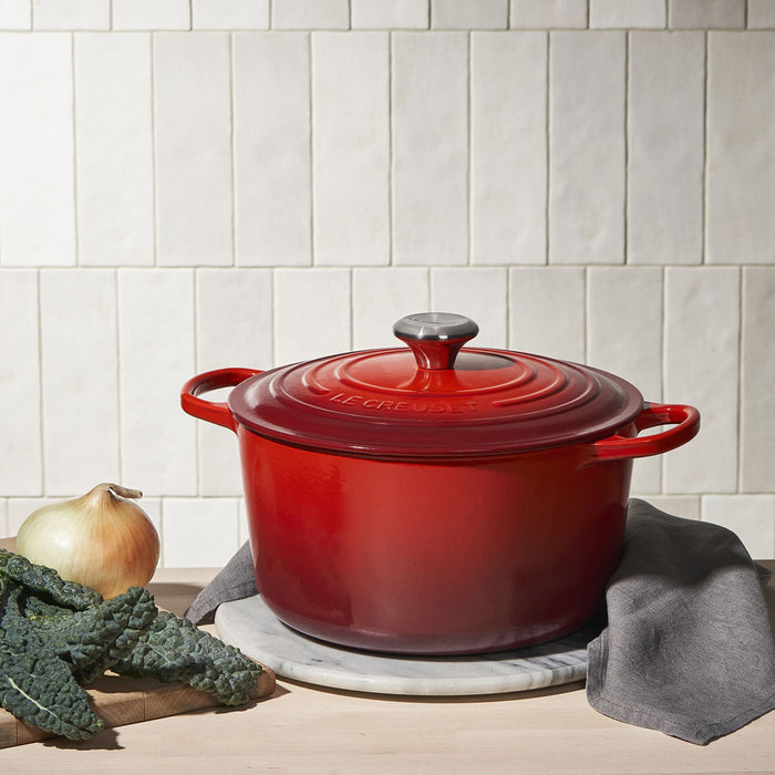 Le Creuset Enameled Cast Iron Signature 6 1/2  Quart Round Deep Oven in Cerise