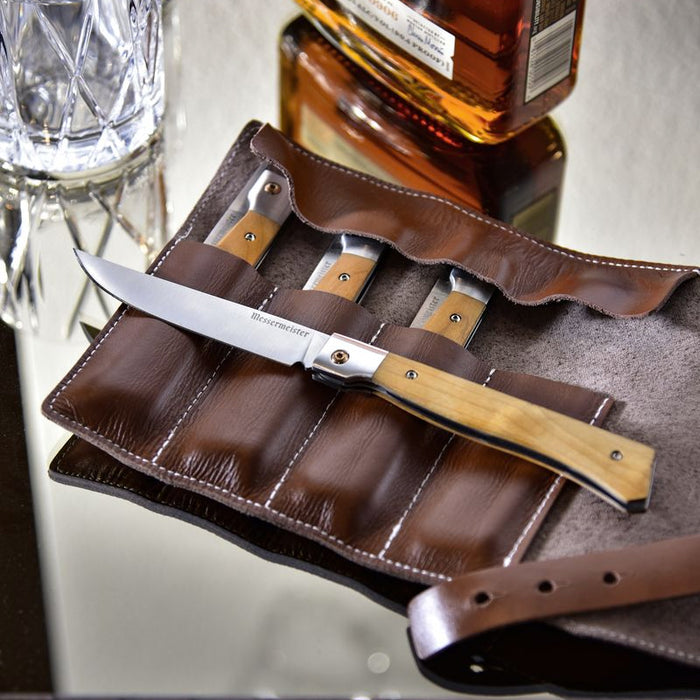 Messermeister Folding Steak Knife Set in Leather Roll
