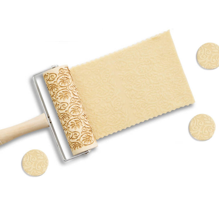 Mrs. Anderson's Baking Mini Embossing Rolling Pin Floral Scroll Design