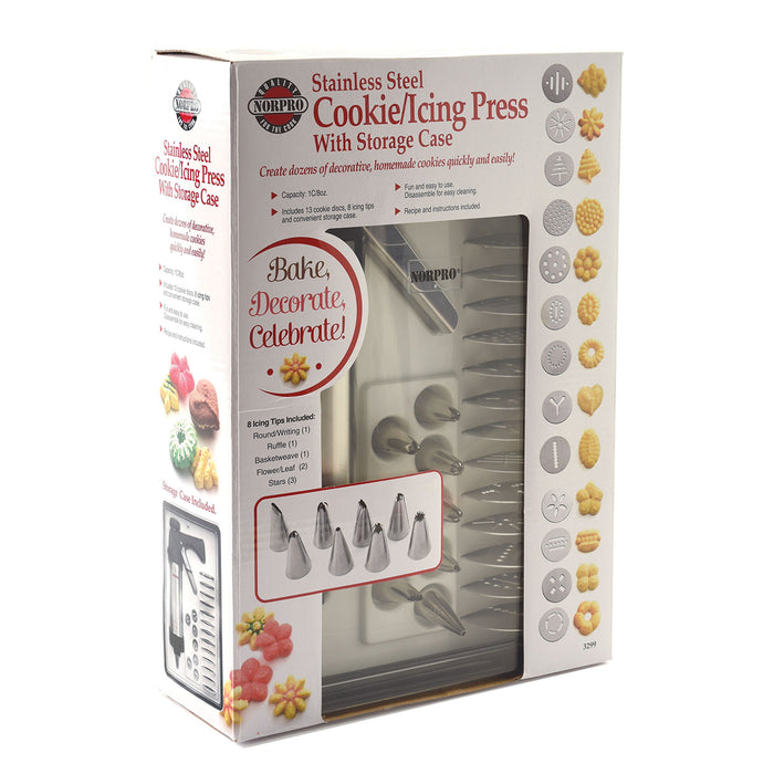 Norpro Stainless Steel Cookie/Icing Press with Storage Case