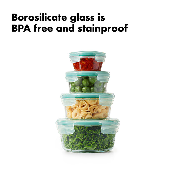OXO Good Grips 8-Piece Smart Seal Glass Round Container Set