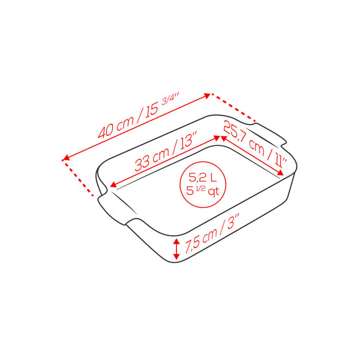 Peugeot Appolia Ceramic Rectangular Baker 13"  in Slate
