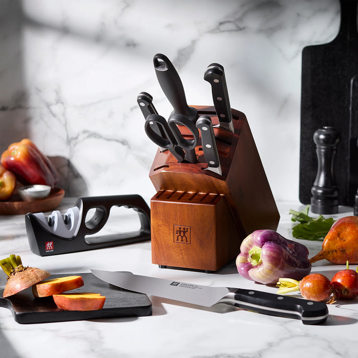 ZWILLING Pro Forged 7 Pc Knife Block Set Plus Bonus Sharpener