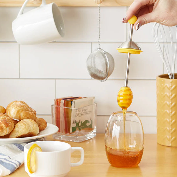 RSVP International Honey Jar With Silicone Dipper