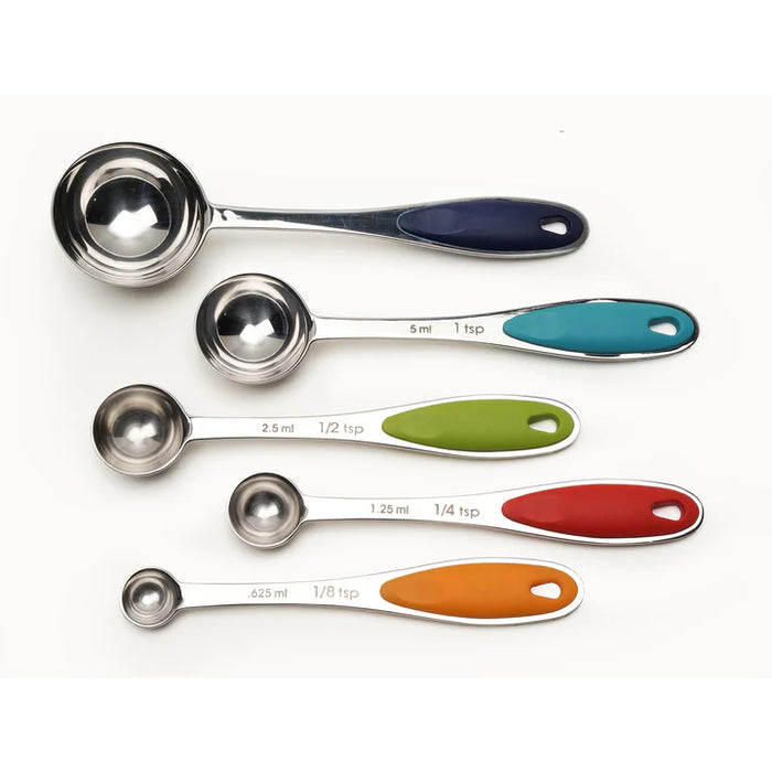 RSVP International Set Of 5  Measuring Spoons with Color Handles
