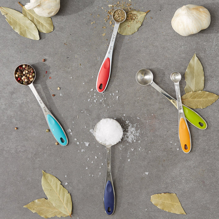 RSVP International Set Of 5  Measuring Spoons with Color Handles