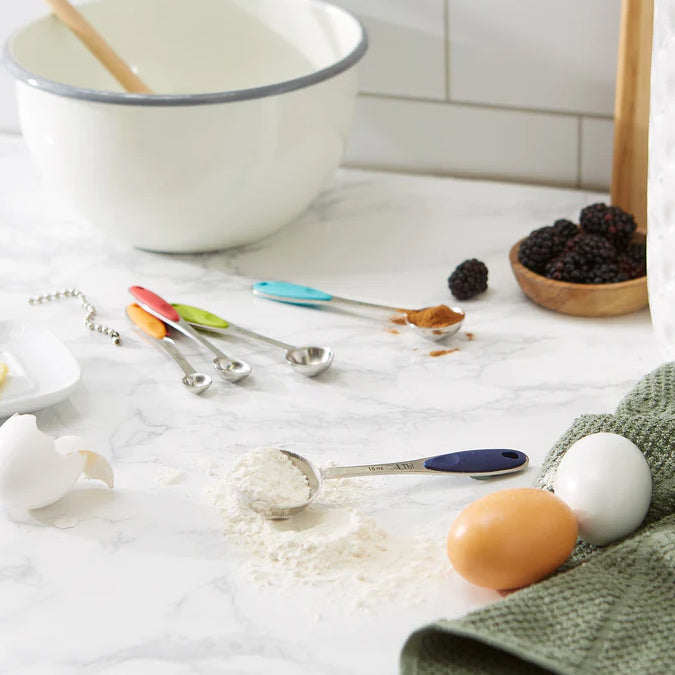 RSVP International Set Of 5  Measuring Spoons with Color Handles