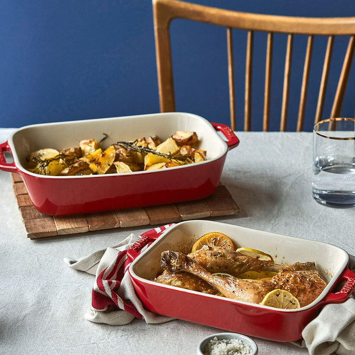 Staub 2 Pc Rectangular Baking Dish Set in Cherry