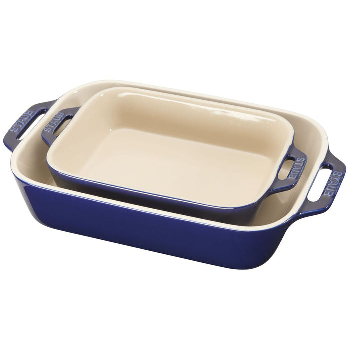 Staub 2 Pc Rectangular Baking Dish Set in Dark Blue