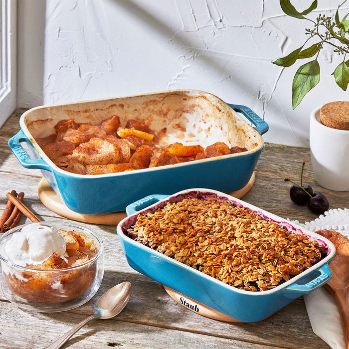 Staub 2 Pc Rectangular Baking Dish Set in Rustic Turquoise