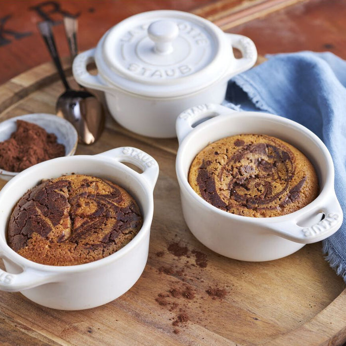 Staub Ceramic 3 Pc Mini Round Cocotte Set  in White