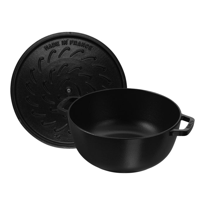 Staub Enameled Cast Iron 5.25 Qt Essential French Oven with Horse Lid in Black Matte